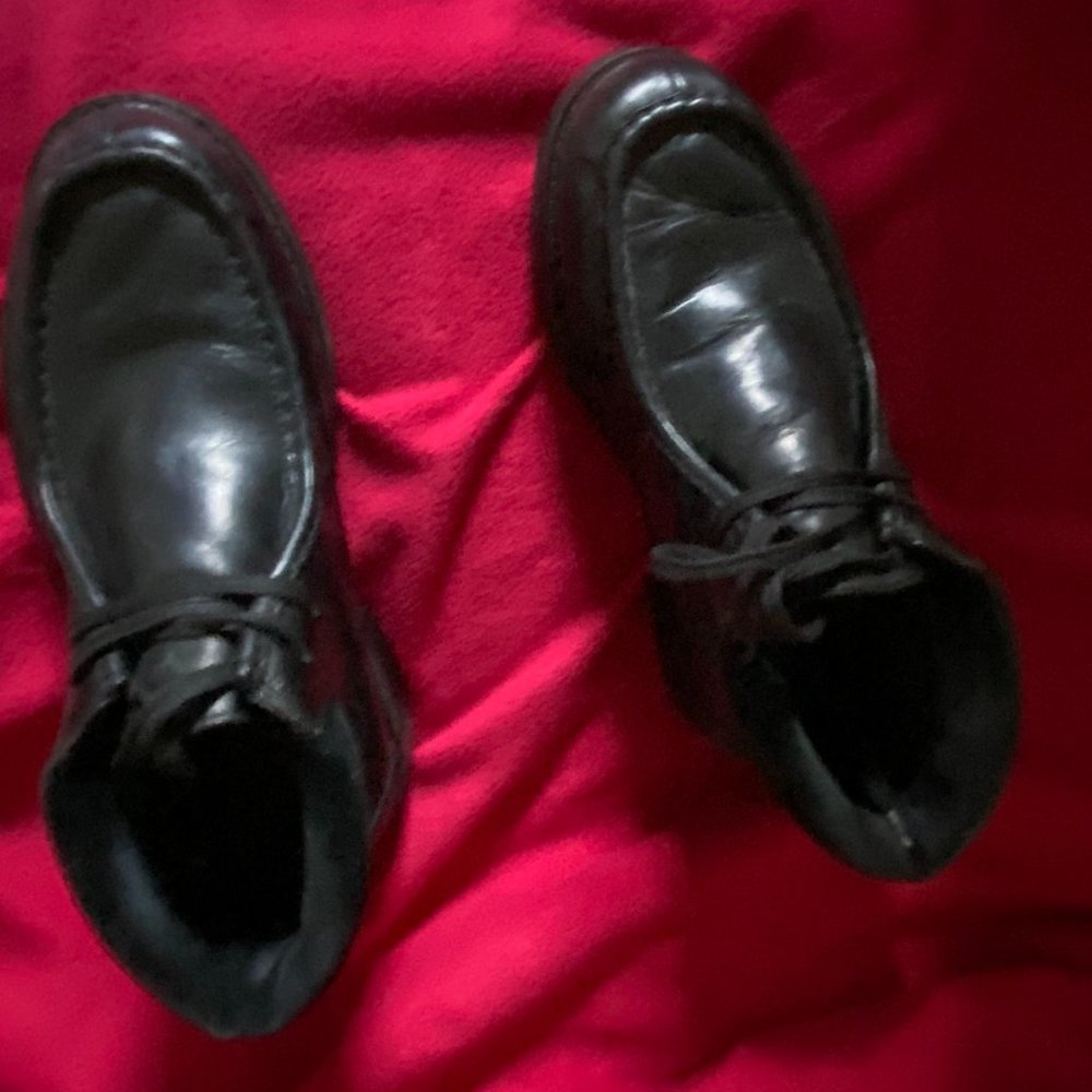 Black Leather tie-up Boots